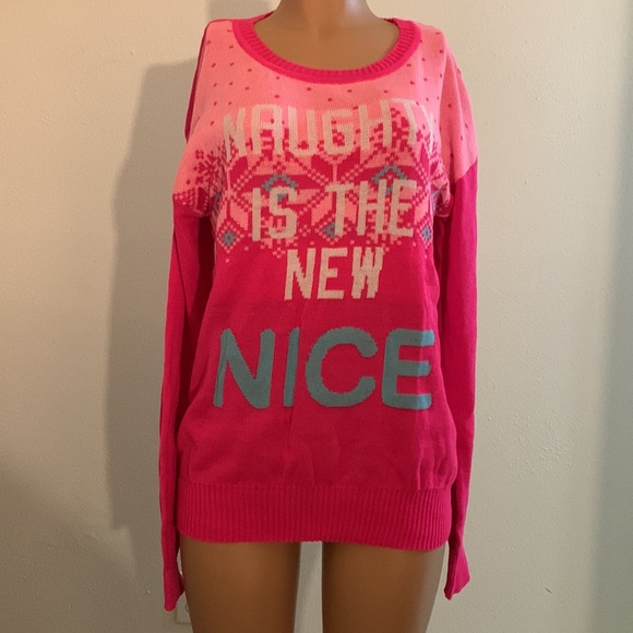 Lightweight Crew Neck Long Sleeve Knit Top “!Naughty is the New Nice” - Picture 13 of 17